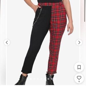 Hot Topic red and Black plaid color-block Pants S